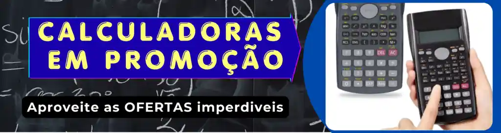 Banner de calculadoras em promoção com ofertas especiais