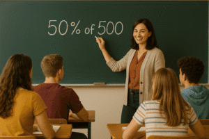 Quanto é 50% de 500?