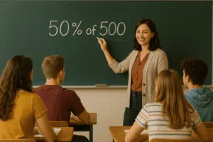 Quanto é 50% de 500?