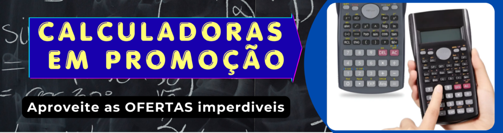 Banner de calculadoras em promoção com ofertas especiais